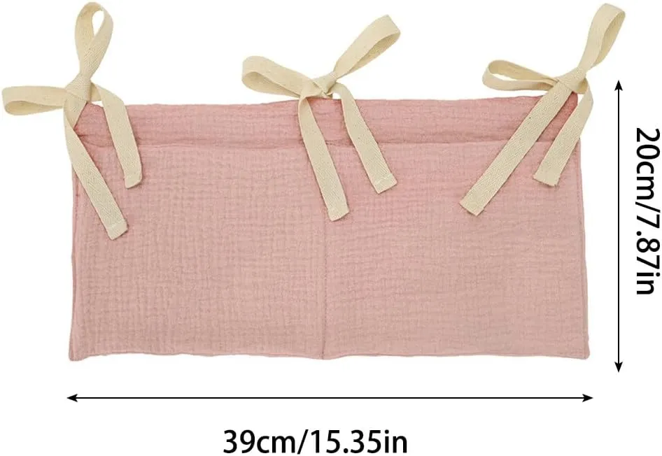 Baby Crib Pocket with Straps Hanging Baby Diaper Caddy Organizer, Diaper Stacker Classified Storage Bag Organizer for Nursery Diapers Wipes Baby Essentials (Camel)