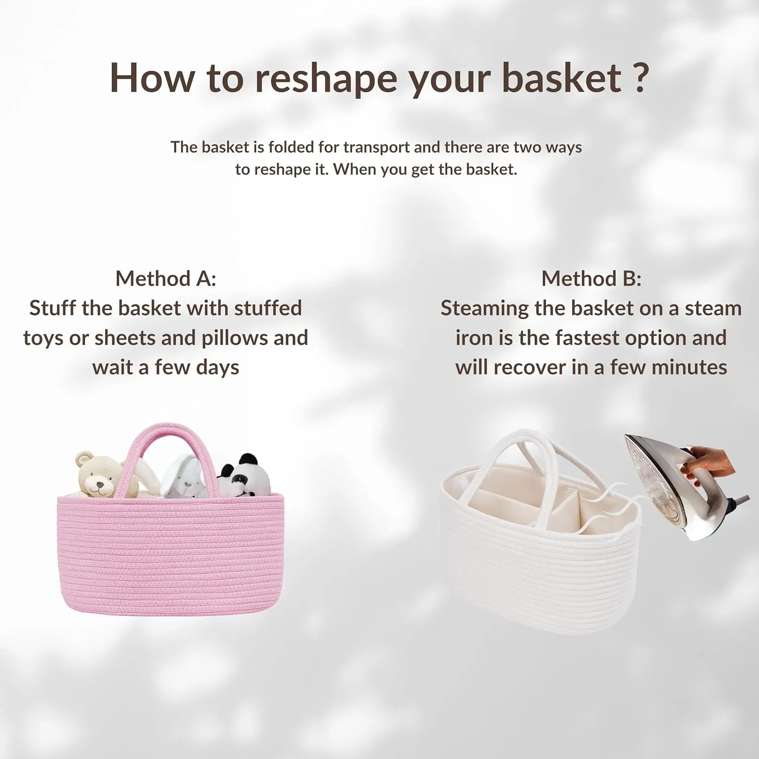 Baby Diaper Caddy Girl Boy Organizer Small Woven Baskets With Handle, Cotton Rope Tote For Shower Nursery, Decorative Small Storage Baskets For Shelves,Unique Gift Baby