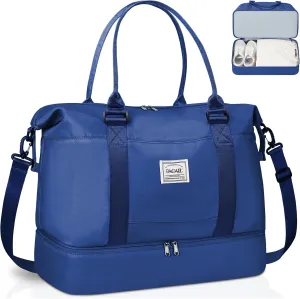 BAGAIL Travel Duffel Bag, Weekender Bags for Women, Overnight Gym Carry On Tote Bag with Wet Pocket, Hospital Mom Bag for Labor and Delivery - Extra Large, Navy Blue