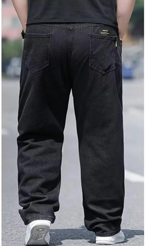 Baggy Jeans Men Relaxed Fit Straight Wide Leg Long Denim Pants Casual Work Hip Hop Jeans Trousers