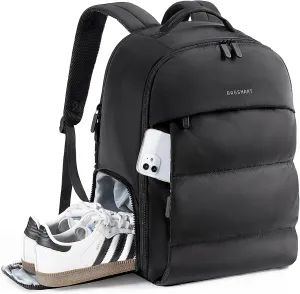 BAGSMART 30L Carry On Backpack with Shoe Compartment, Airline Approved Travel Backpack, Lightweight Travel Bag Fits 15.6 Inch Laptop, Water-Resistant, Black