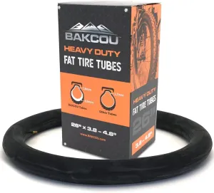 Bakcou | Heavy Duty Fat Tire Tube - Military-Grade Butyl Rubber, 3.5mm Base Thickness, Schrader Valve - Ideal for Electric Bikes, Mountain Bikes, and Traditional Fat-Tire Bikes