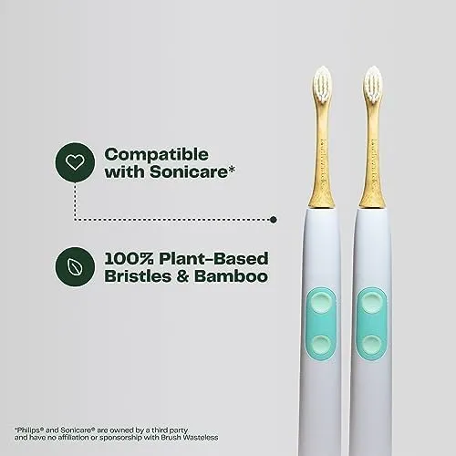 Bamboo Electric Toothbrush Heads (4-Pack) | Philips Sonicare Compatible, Soft Bristles, Eco-Friendly