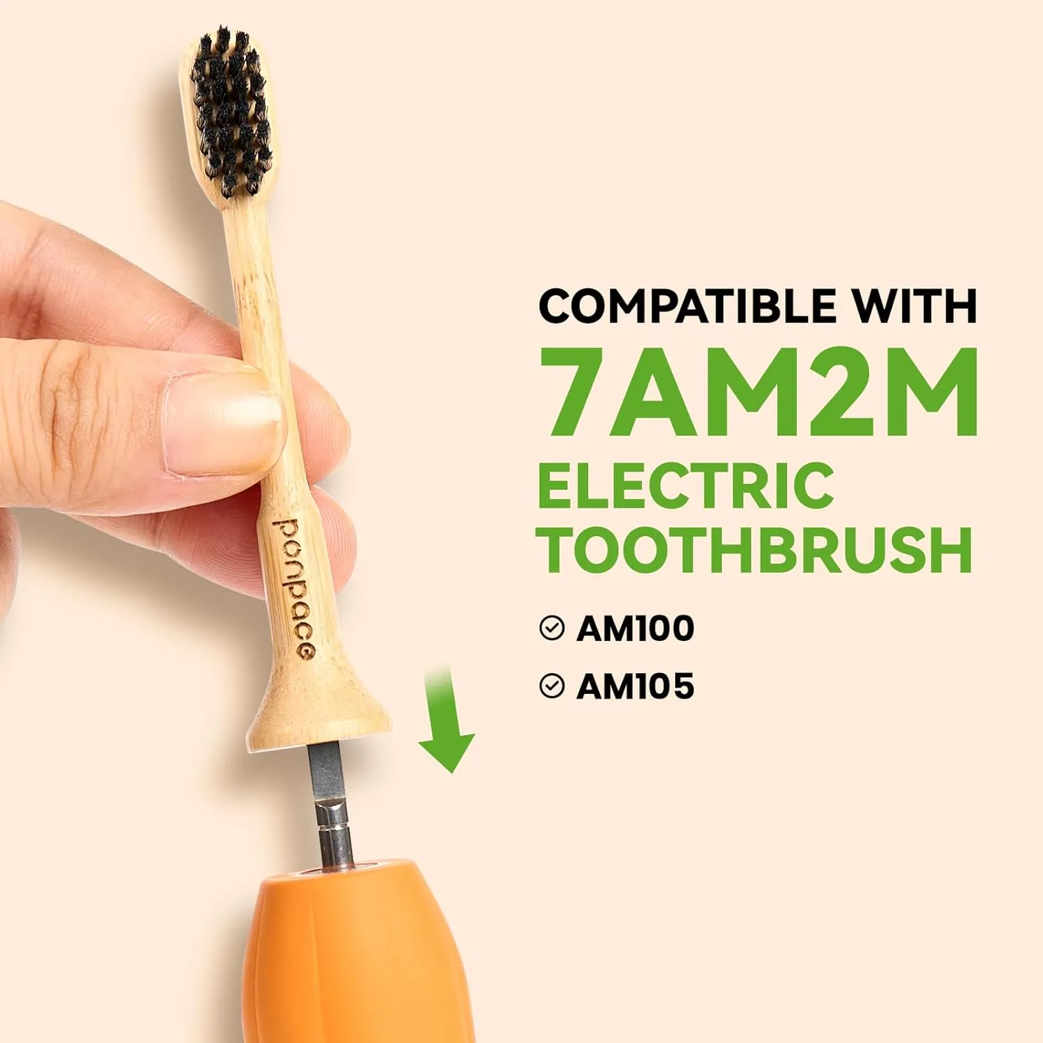 Bamboo Toothbrush Heads Compatible with 7AM2M, Soft Castor-Oil Bristles, Biodegradable Toothbrush Replacement Heads, Eco-Friendly & Daily Cleaning