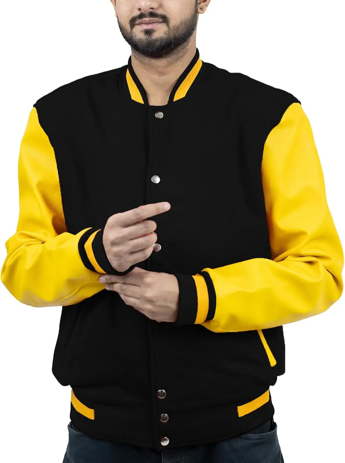 BANALISH Baseball Wool Jacket Men | Letterman Jacket Men Faux Leather Sleeve | Varsity Jacket Men | Wool Bomber Jacket Men