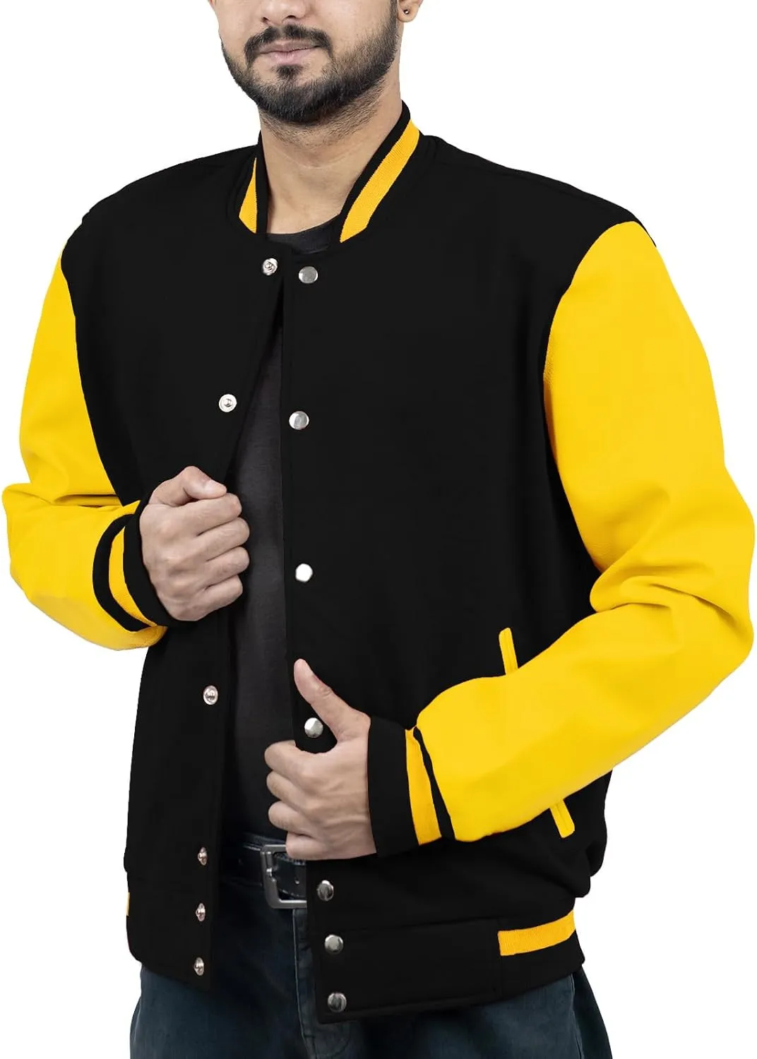 BANALISH Baseball Wool Jacket Men | Letterman Jacket Men Faux Leather Sleeve | Varsity Jacket Men | Wool Bomber Jacket Men