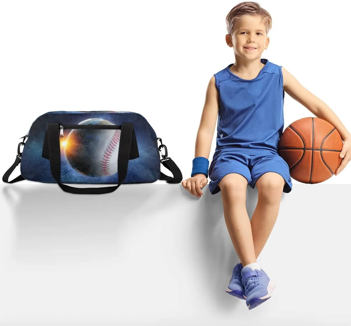 Baseball in Galaxy Kids Overnighter Duffel Bags for Boys & Girls, Perfect for Sleepovers and Travel Duffel Bag for Kids, Carry-On Size & Ideal for School Practice or Sport Gym Bags