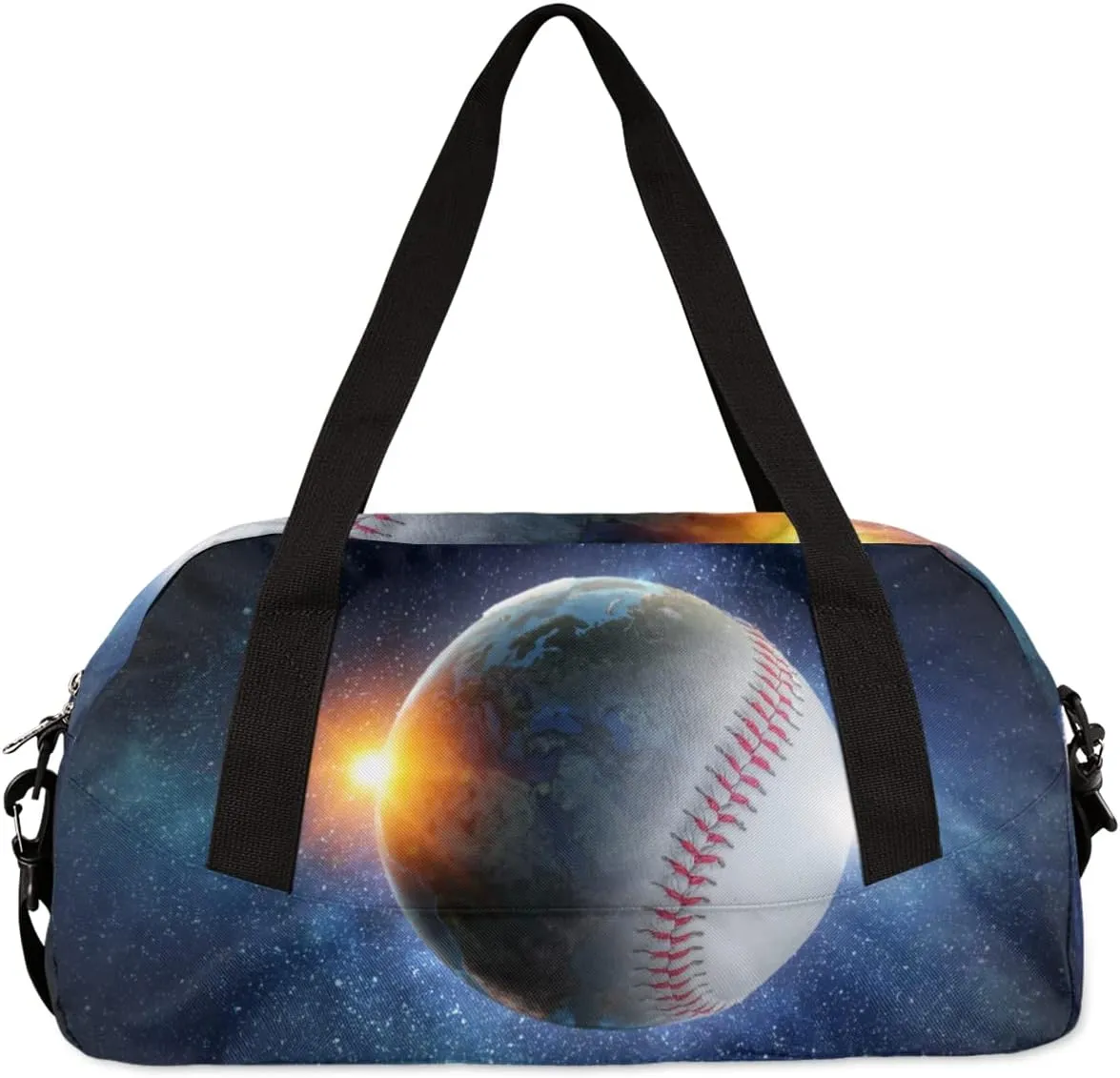 Baseball in Galaxy Kids Overnighter Duffel Bags for Boys & Girls, Perfect for Sleepovers and Travel Duffel Bag for Kids, Carry-On Size & Ideal for School Practice or Sport Gym Bags