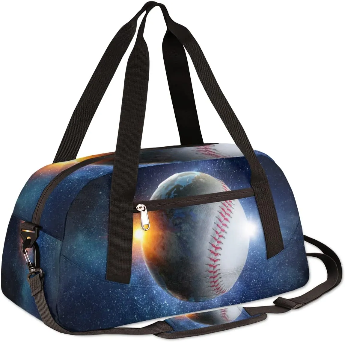 Baseball in Galaxy Kids Overnighter Duffel Bags for Boys & Girls, Perfect for Sleepovers and Travel Duffel Bag for Kids, Carry-On Size & Ideal for School Practice or Sport Gym Bags