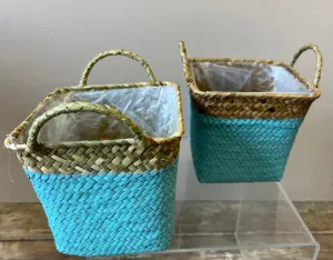 Basket - Rigid Square lined with Handles