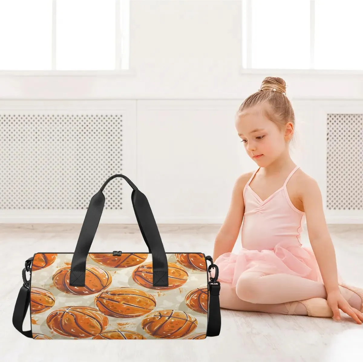 Basketball Print Gym Bag for Women Men Lightweight Weekender Travel Bag Stylish Duffle Bag for Gym Travel Overnight Carry On