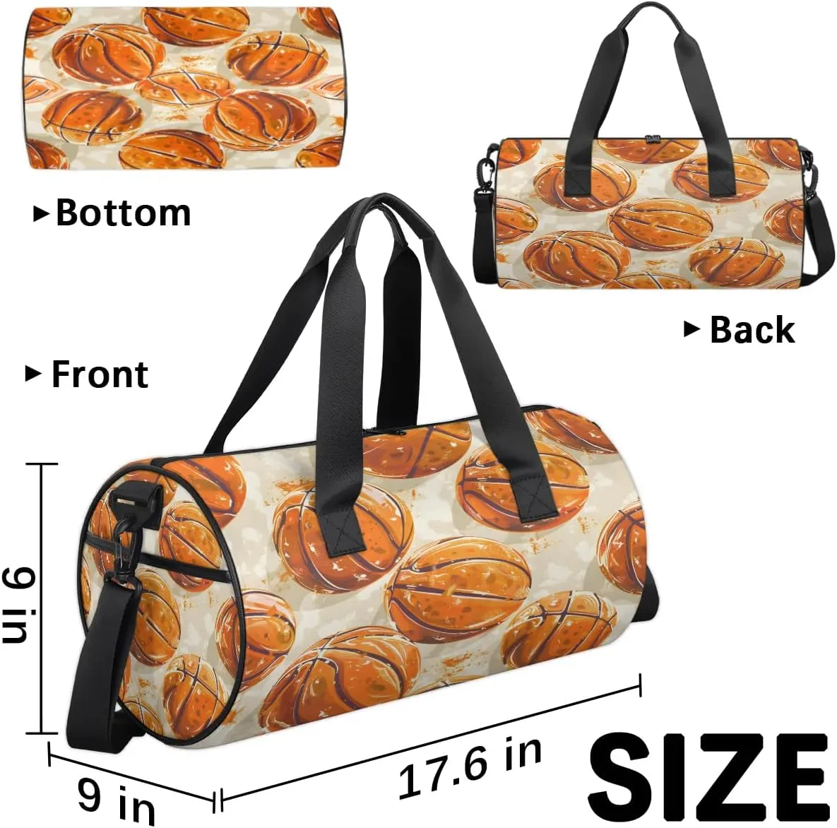 Basketball Print Gym Bag for Women Men Lightweight Weekender Travel Bag Stylish Duffle Bag for Gym Travel Overnight Carry On