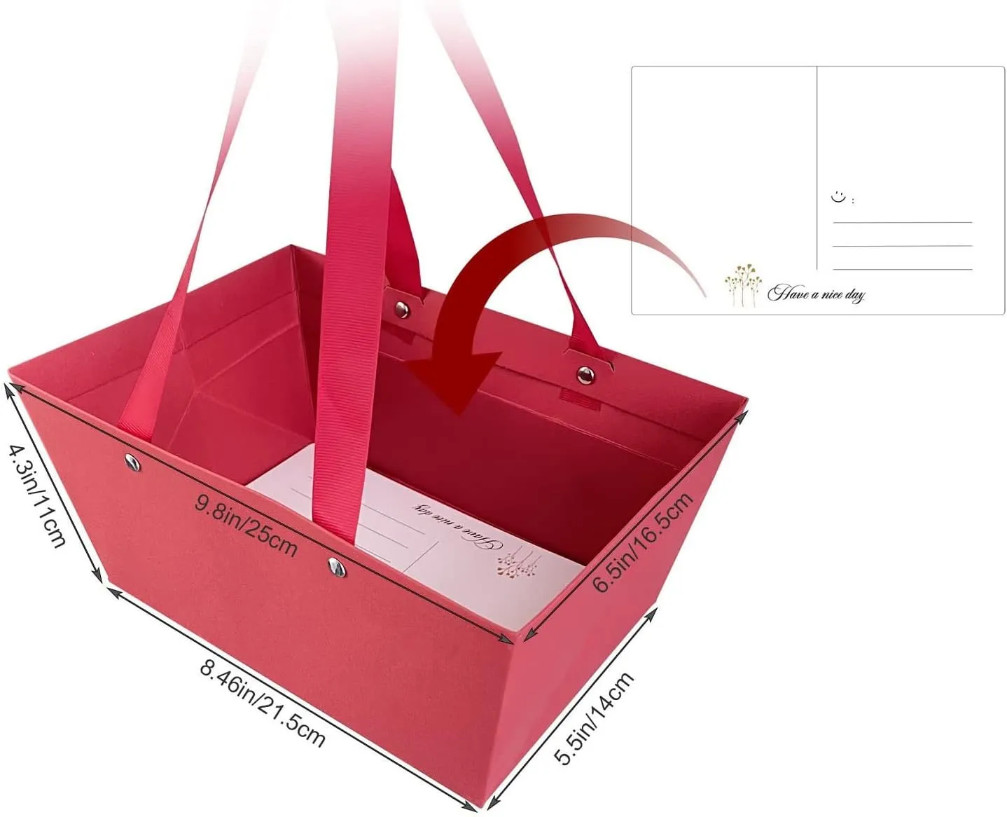 Baskets For Gifts Empty, 5 PCS Red Gift Bags With Handles DIY Kit, Gift Basket Empty To Fill Bulk For Party Favors Wedding Birthday Christmas Valentines Holiday Thank You