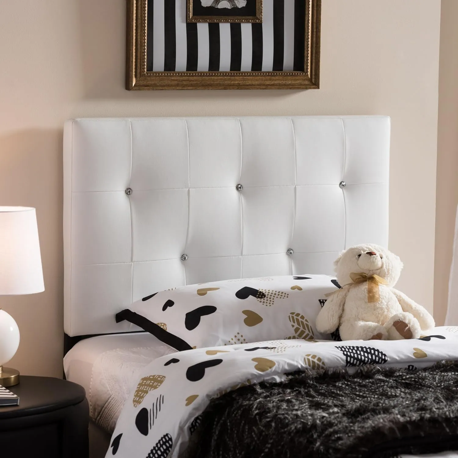 Baxton Studio Dalini Modern and Contemporary White Faux Leather Upholstered Twin Size Headboard