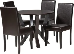 Baxton Studio ROSI Dining Set, 5-Piece, Espresso Brown