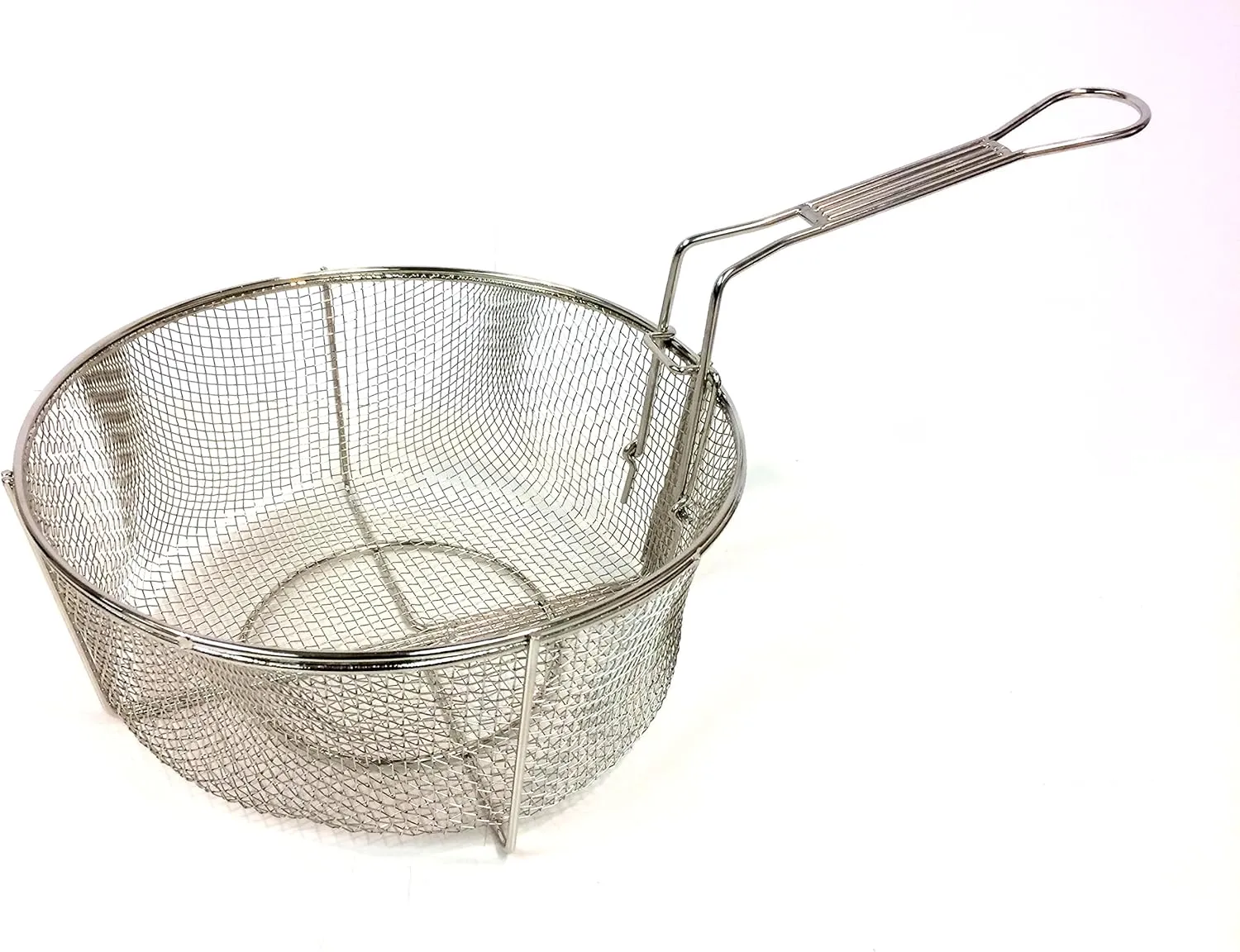 Bayou Classic 0126 11-in Stainless Fry Basket w/Folding Handle 5.5-in Depth Drain Hook Perfect for Fried Fish Chicken Shrimp Onion Rings Hushpuppies Fries and More