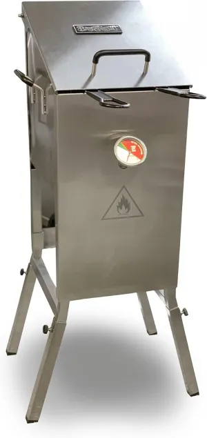 Bayou Classic 700-701 4-gal Stainless Bayou Fryer Includes 2 Stainless Mesh Baskets Fry Thermometer Drain Valve High Pressure Regulator w/ 48-in Stainless Braided LPG Hose