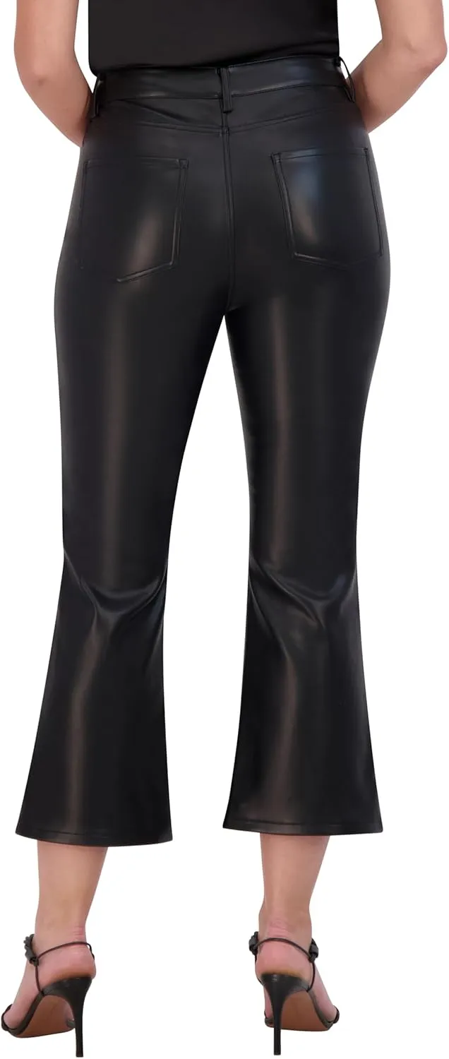 BCBGMAXAZRIA Women's Cropper Flare Leg Faux Leather Pant