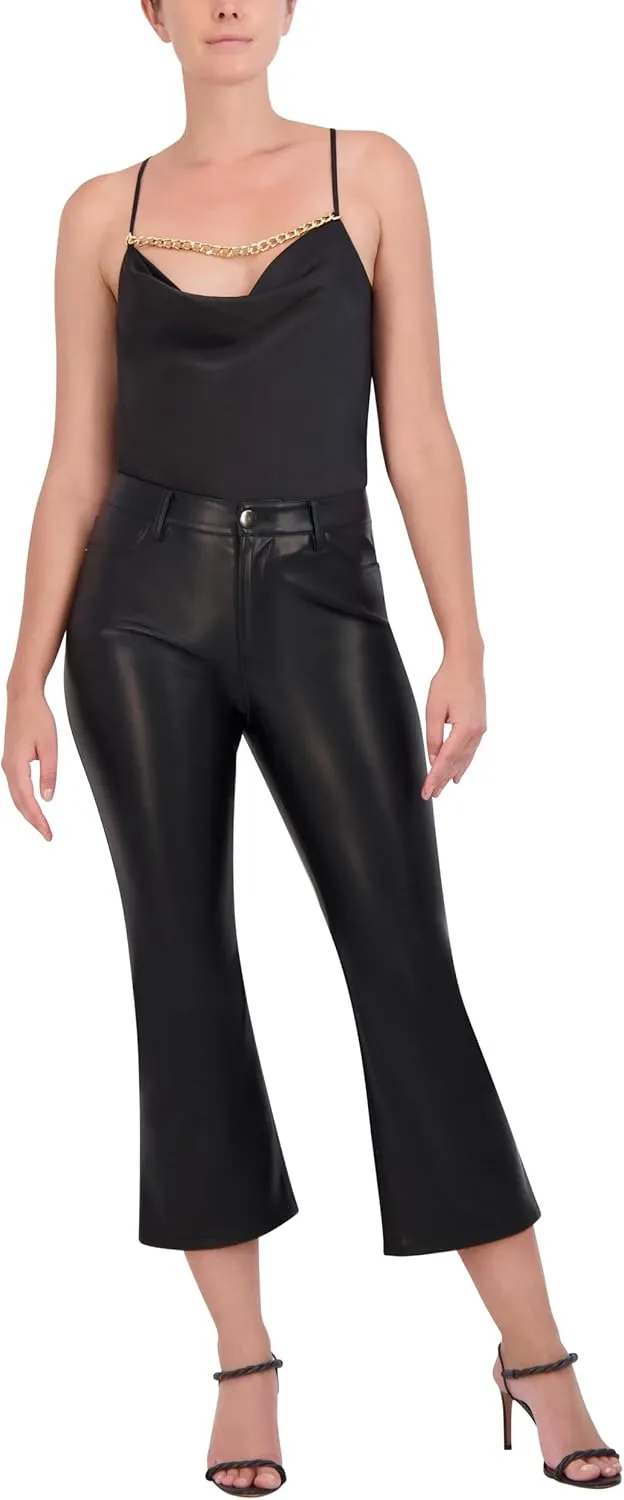 BCBGMAXAZRIA Women's Cropper Flare Leg Faux Leather Pant