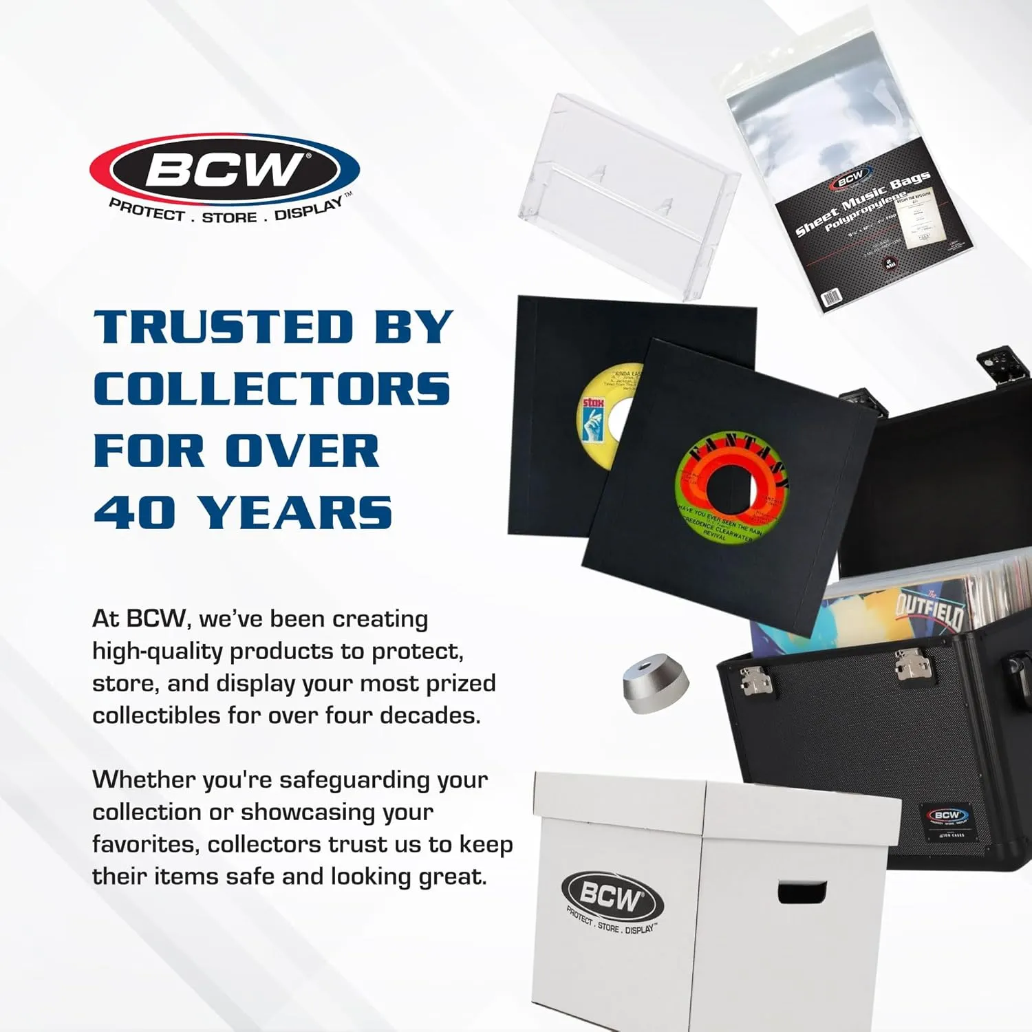BCW 33 RPM Vinyl Record Storage Box - Stackable, Double Thickness, Holds 65 LPs | 5 ct