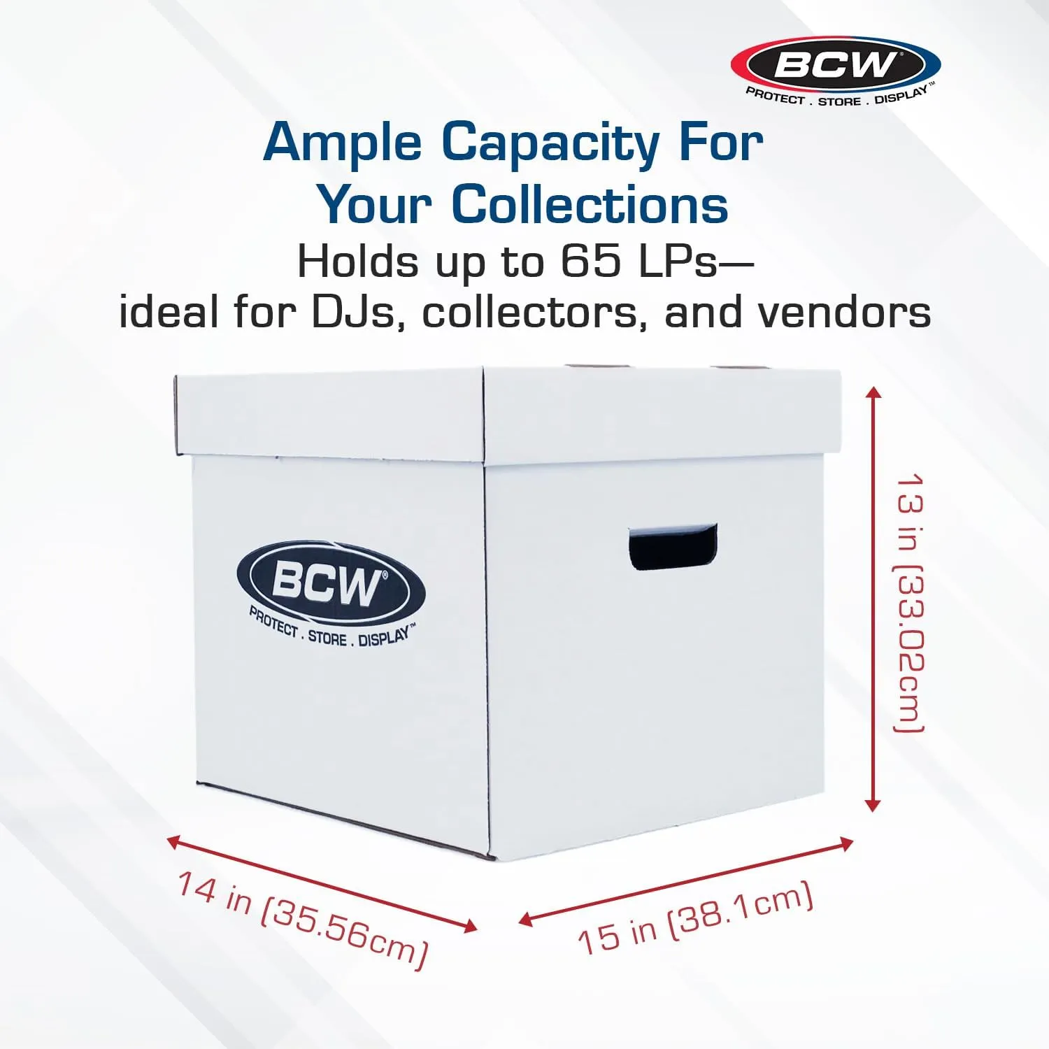 BCW 33 RPM Vinyl Record Storage Box - Stackable, Double Thickness, Holds 65 LPs | 5 ct