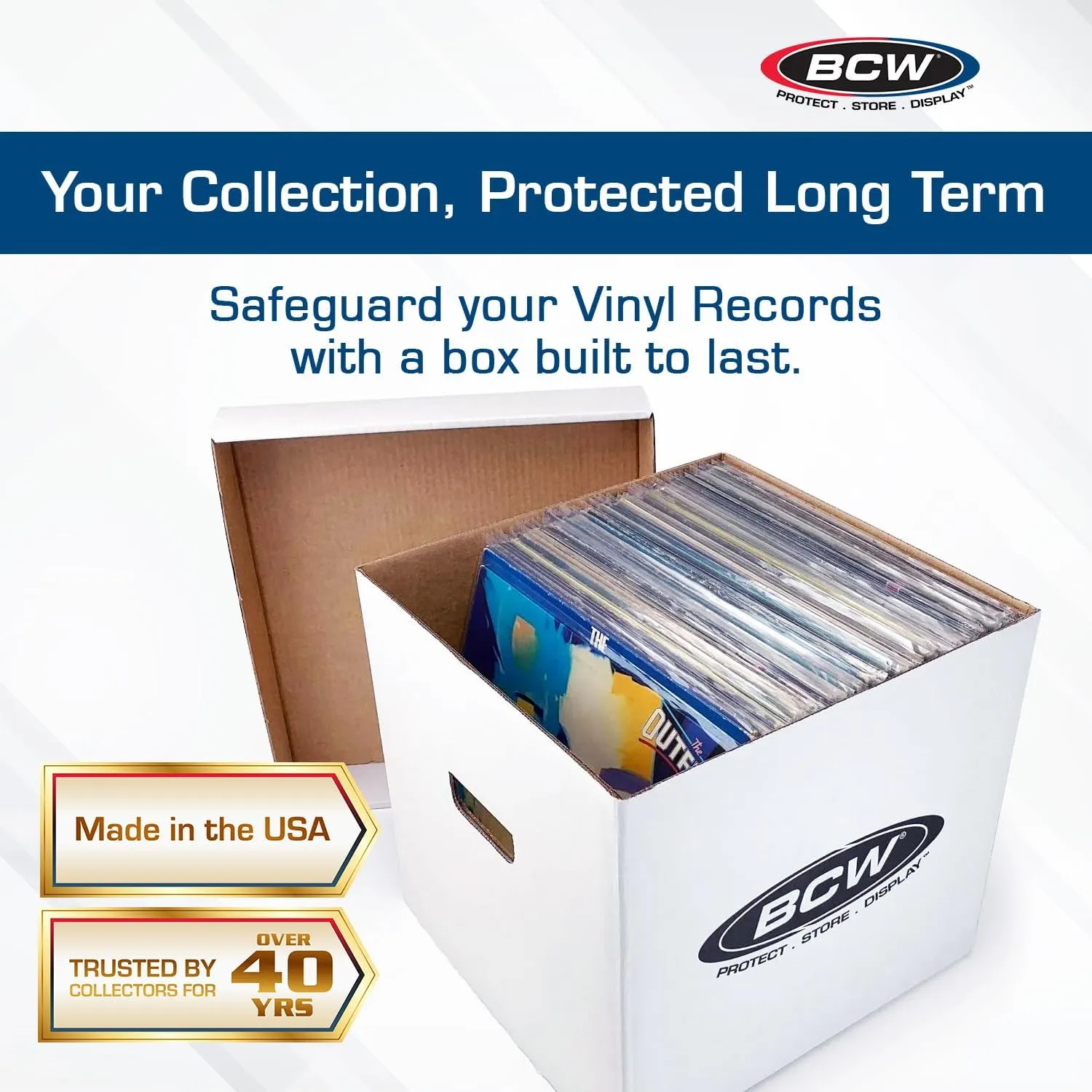 BCW 33 RPM Vinyl Record Storage Box - Stackable, Double Thickness, Holds 65 LPs | 5 ct