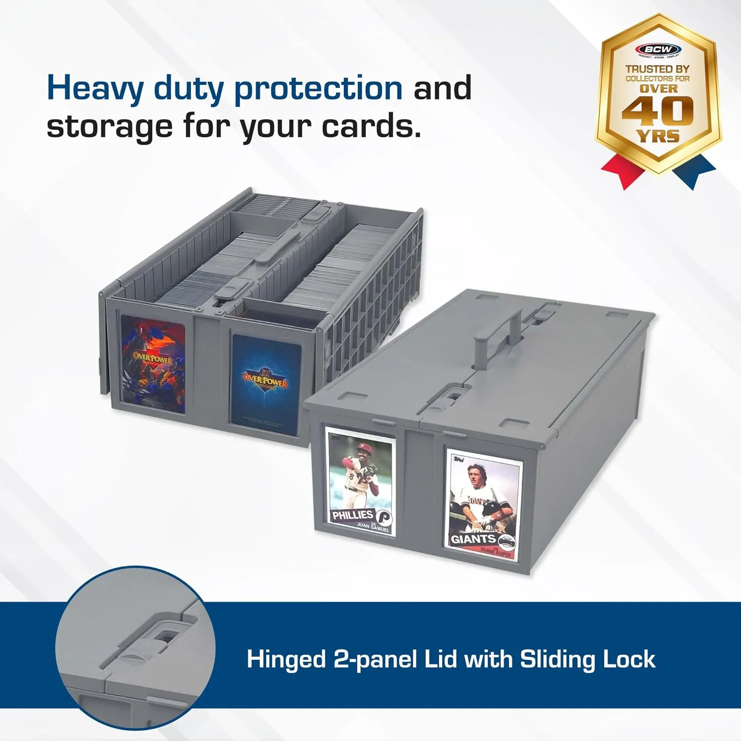 BCW Collectible Card Bin – (Single, Gray) | Holds up to 1600 Cards | Plastic Storage Box for Pokémon, MTG & Sports Cards
