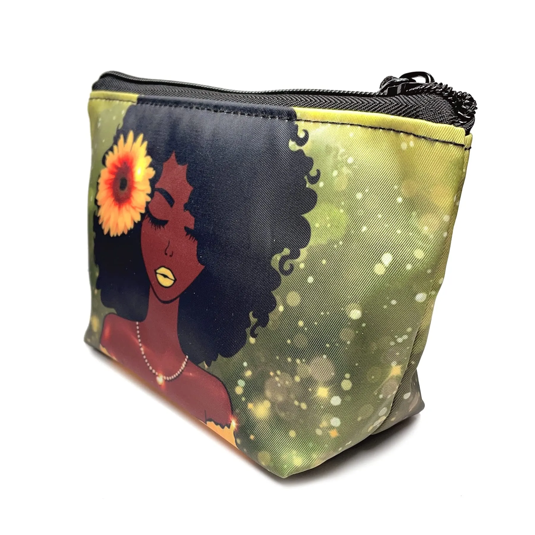 BDAWQUG 2 Pieces Melanin African American Black Woman Makeup Bag Toiletry Bag Black Queen Magic Cosmetic Pouch Travel Organizer for Christmas Gifts