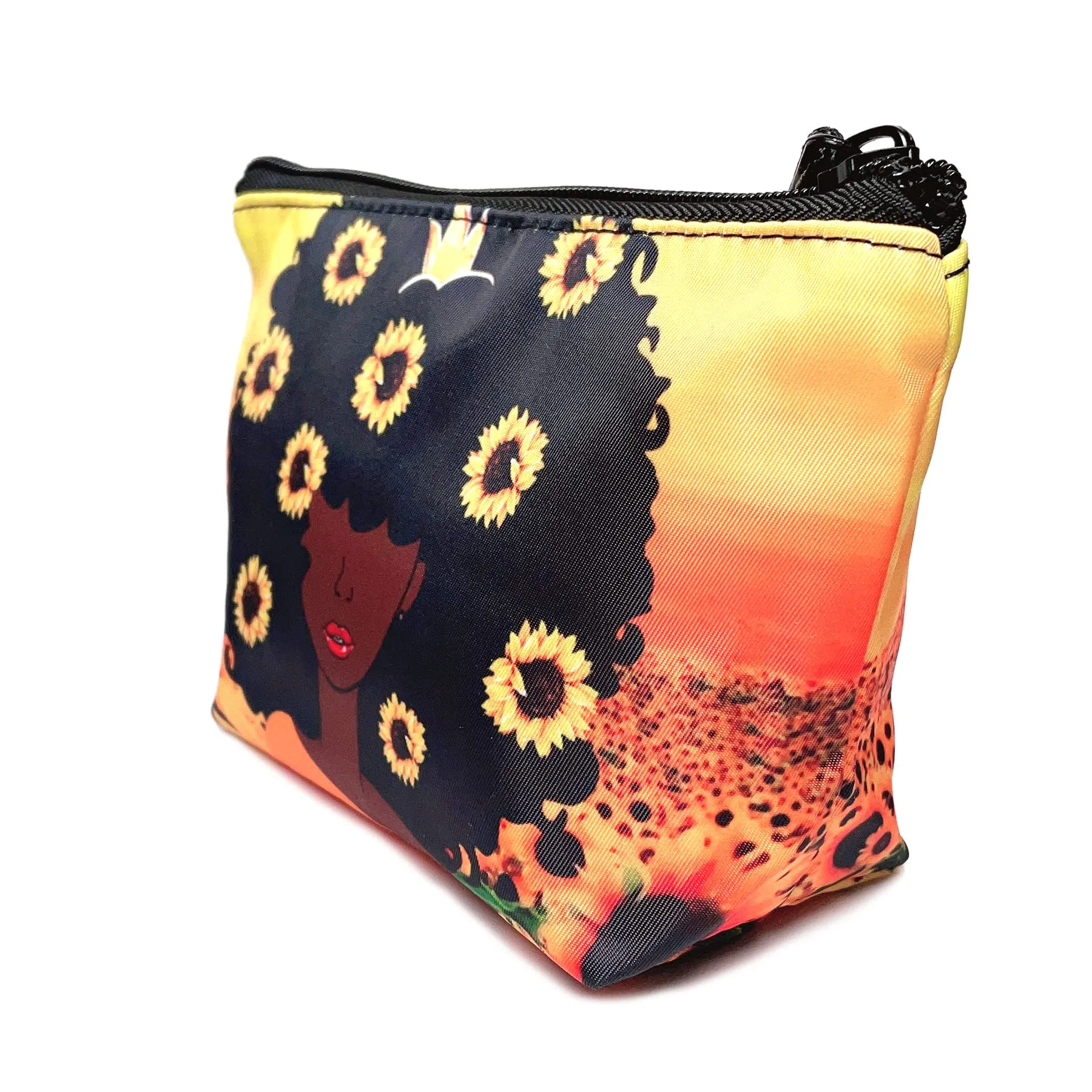 BDAWQUG 2 Pieces Melanin African American Black Woman Makeup Bag Toiletry Bag Black Queen Magic Cosmetic Pouch Travel Organizer for Christmas Gifts