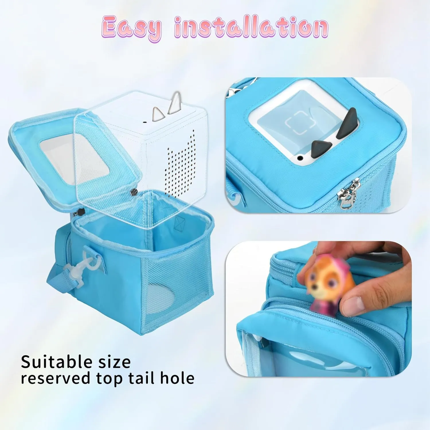 Beautyflier Carrying Case Compatible with Toniebox Audio Player Starter Set, Storage Bag Organizer for Creative Tonies Figures, Tote Bag Carrying Holder for Kids Toniebox Starter Set (Blue)