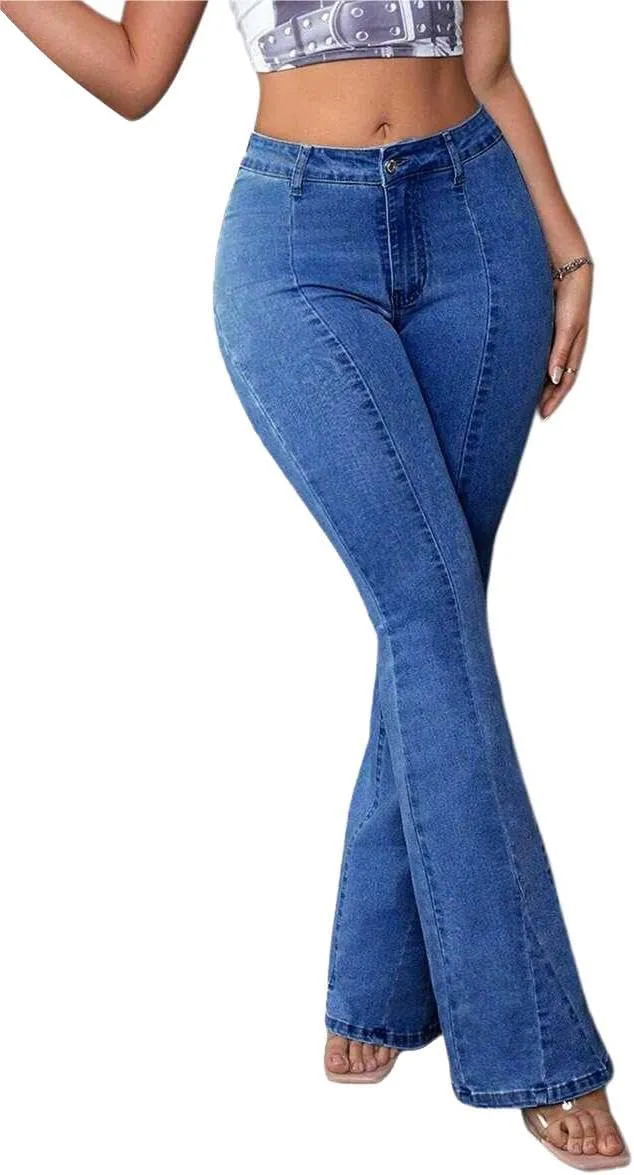 Bell Bottom Jeans for Women Ripped High Waisted Classic Flared Pants