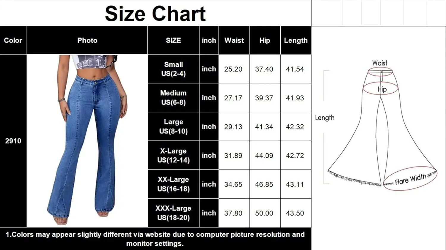 Bell Bottom Jeans for Women Ripped High Waisted Classic Flared Pants