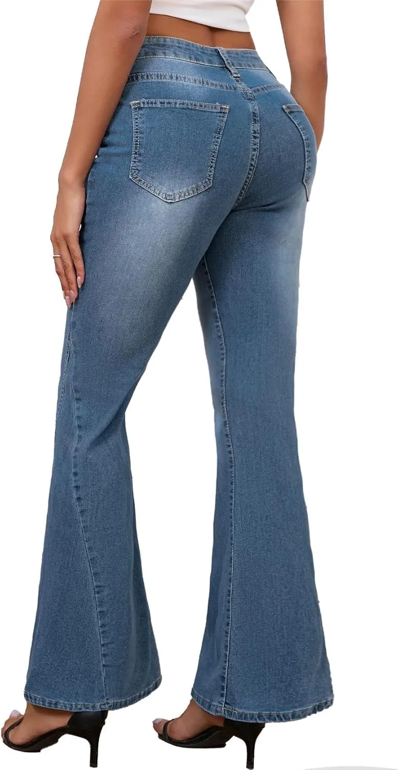 Bell Bottom Jeans for Women Ripped High Waisted Classic Flared Pants