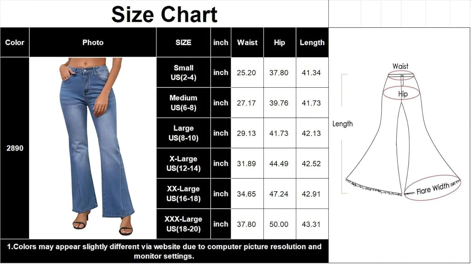 Bell Bottom Jeans for Women Ripped High Waisted Classic Flared Pants