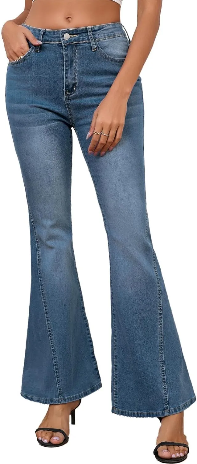 Bell Bottom Jeans for Women Ripped High Waisted Classic Flared Pants