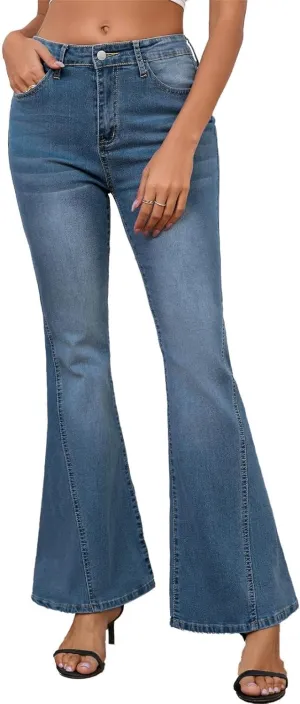 Bell Bottom Jeans for Women Ripped High Waisted Classic Flared Pants