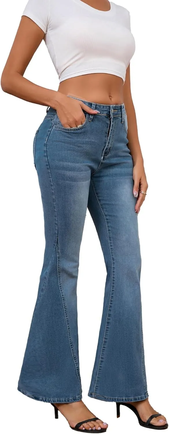 Bell Bottom Jeans for Women Ripped High Waisted Classic Flared Pants