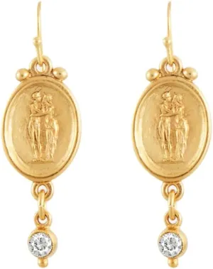 Ben-Amun Mathilde Earrings for Women Handcrafted Luxury from New York City, 1.25" with a Graceful 0.5" Drop, Clear Crystals, 24K Gold Plated