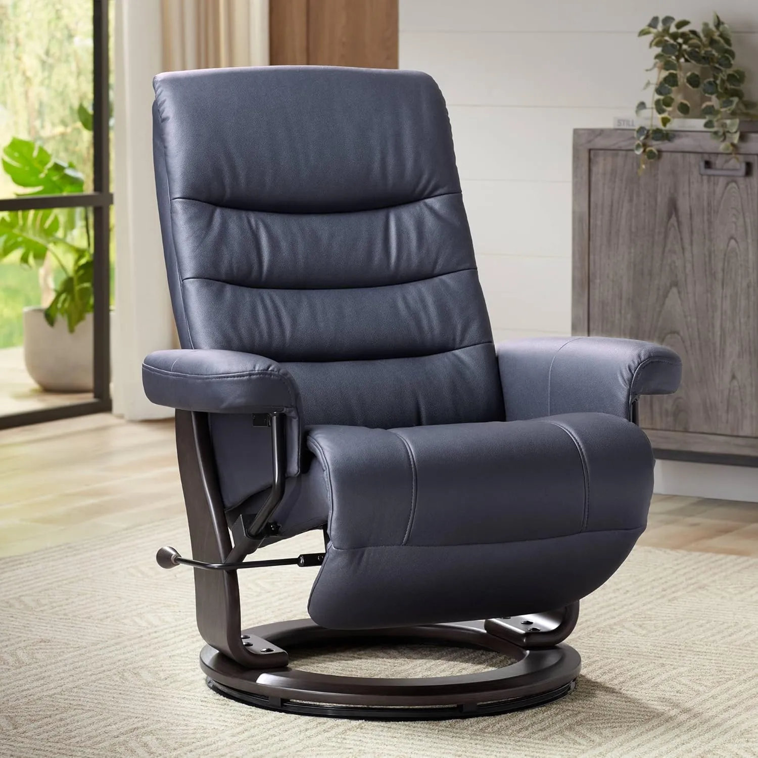 BenchMaster Peregrine Midnight Blue Faux Leather Adjustable Swivel Recliner