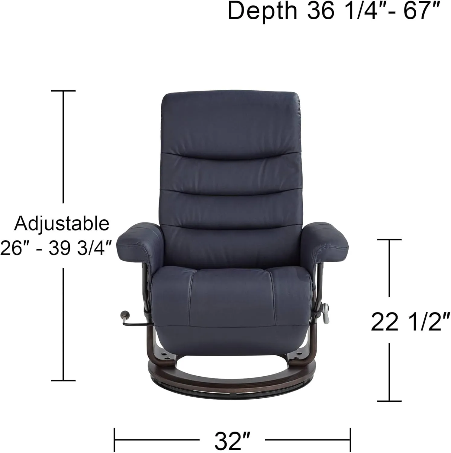 BenchMaster Peregrine Midnight Blue Faux Leather Adjustable Swivel Recliner
