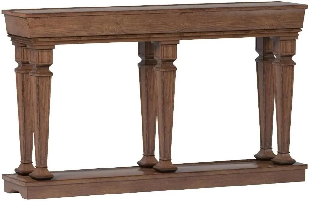 Benjara Benzara Wooden Console Table with Bottom Shelf, Brown