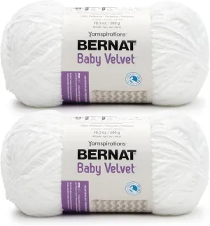 Bernat Baby Velvet BB Snowy White Yarn - 2 Pack of 300g/10.5 oz - 100% Polyester - #4 Worsted (Medium) - 492 Yards - Knitting/Crochet