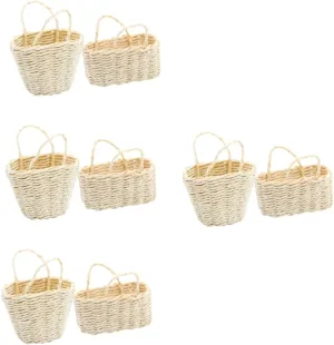 BESPORTBLE 5sets 2pcs Mini Woven Basket Chic Dollhouse Ornament for Micro Landscape Decor Compact Storage Baskets Long Mini Rooms and Photo Props 2pcs*5
