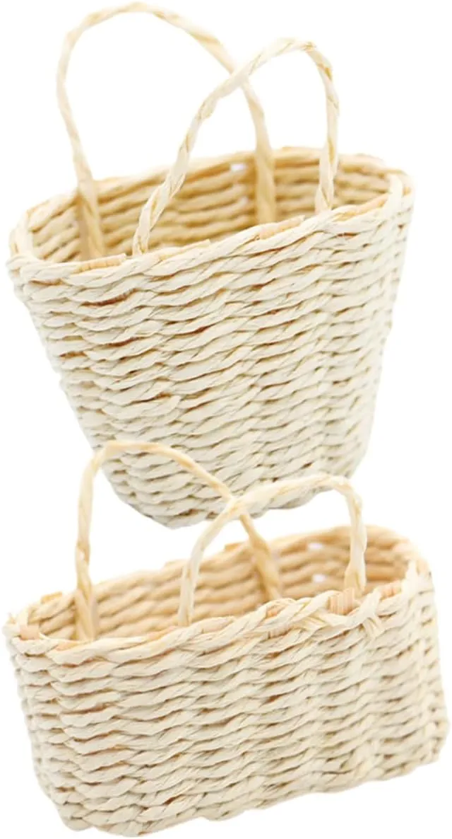 BESPORTBLE 5sets 2pcs Mini Woven Basket Chic Dollhouse Ornament for Micro Landscape Decor Compact Storage Baskets Long Mini Rooms and Photo Props 2pcs*5
