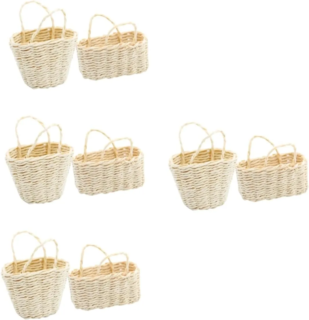 BESPORTBLE 5sets 2pcs Mini Woven Basket Chic Dollhouse Ornament for Micro Landscape Decor Compact Storage Baskets Long Mini Rooms and Photo Props 2pcs*5