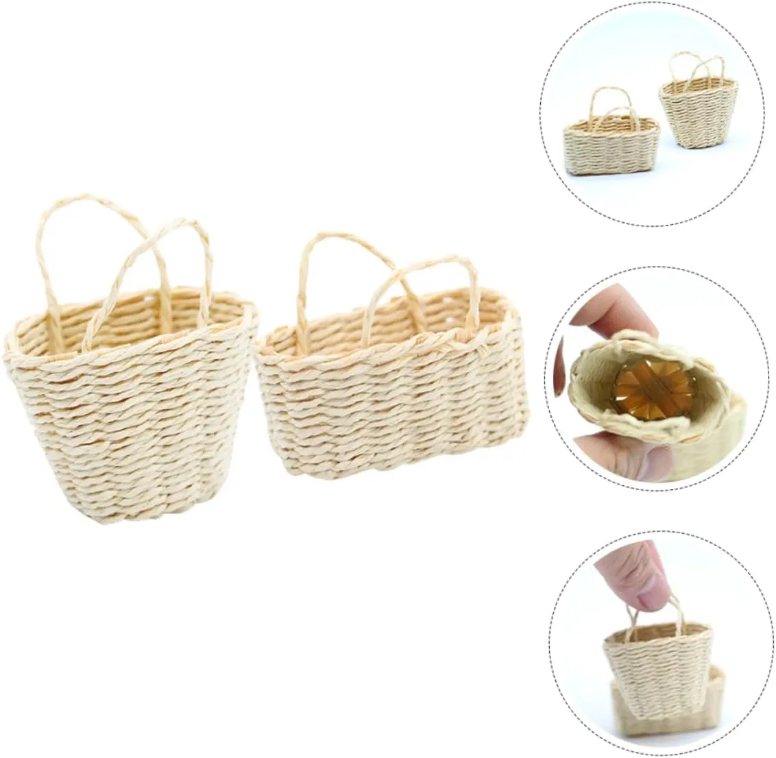 BESPORTBLE 5sets 2pcs Mini Woven Basket Chic Dollhouse Ornament for Micro Landscape Decor Compact Storage Baskets Long Mini Rooms and Photo Props 2pcs*5