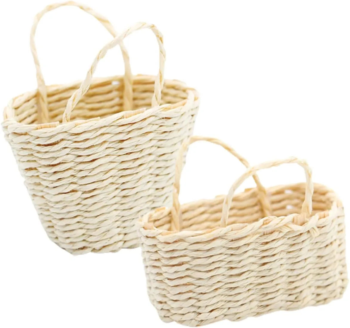BESPORTBLE 5sets 2pcs Mini Woven Basket Chic Dollhouse Ornament for Micro Landscape Decor Compact Storage Baskets Long Mini Rooms and Photo Props 2pcs*5