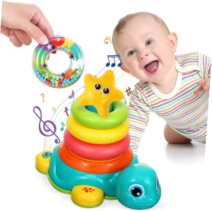 BESPORTBLE Turtle Stacking Rings for Sensory Light Sound Musical for Creative Play and Motor Skills Development Interactive Fun for Early Education