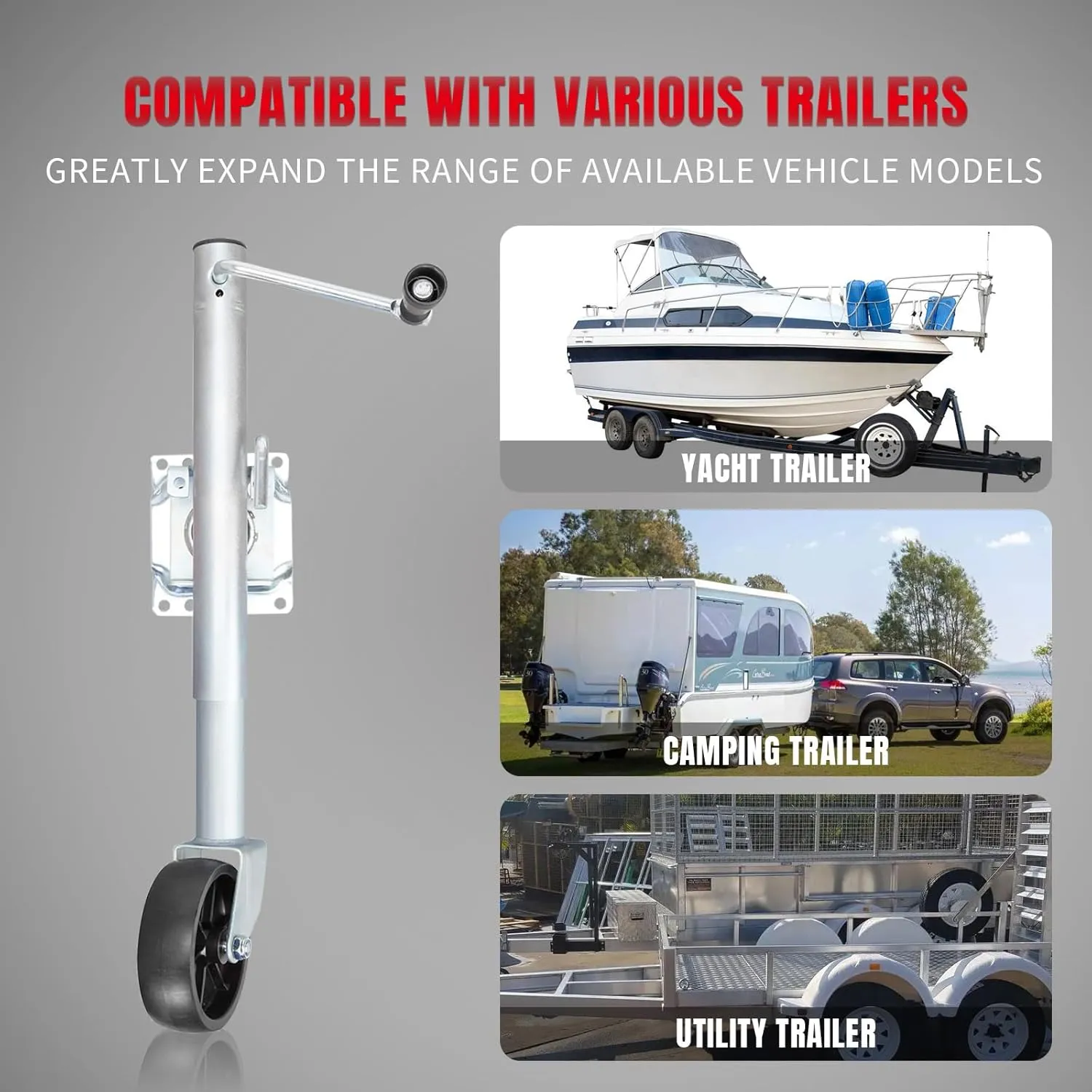 BIG RED ATR39001R-1 Torin Boat Trailer Jack with Single Wheel (6 Inch): Swing-Back Bolt-On Heavy Duty Swivel Tongue Trailer Jack, 1000 Lbs. Capacity