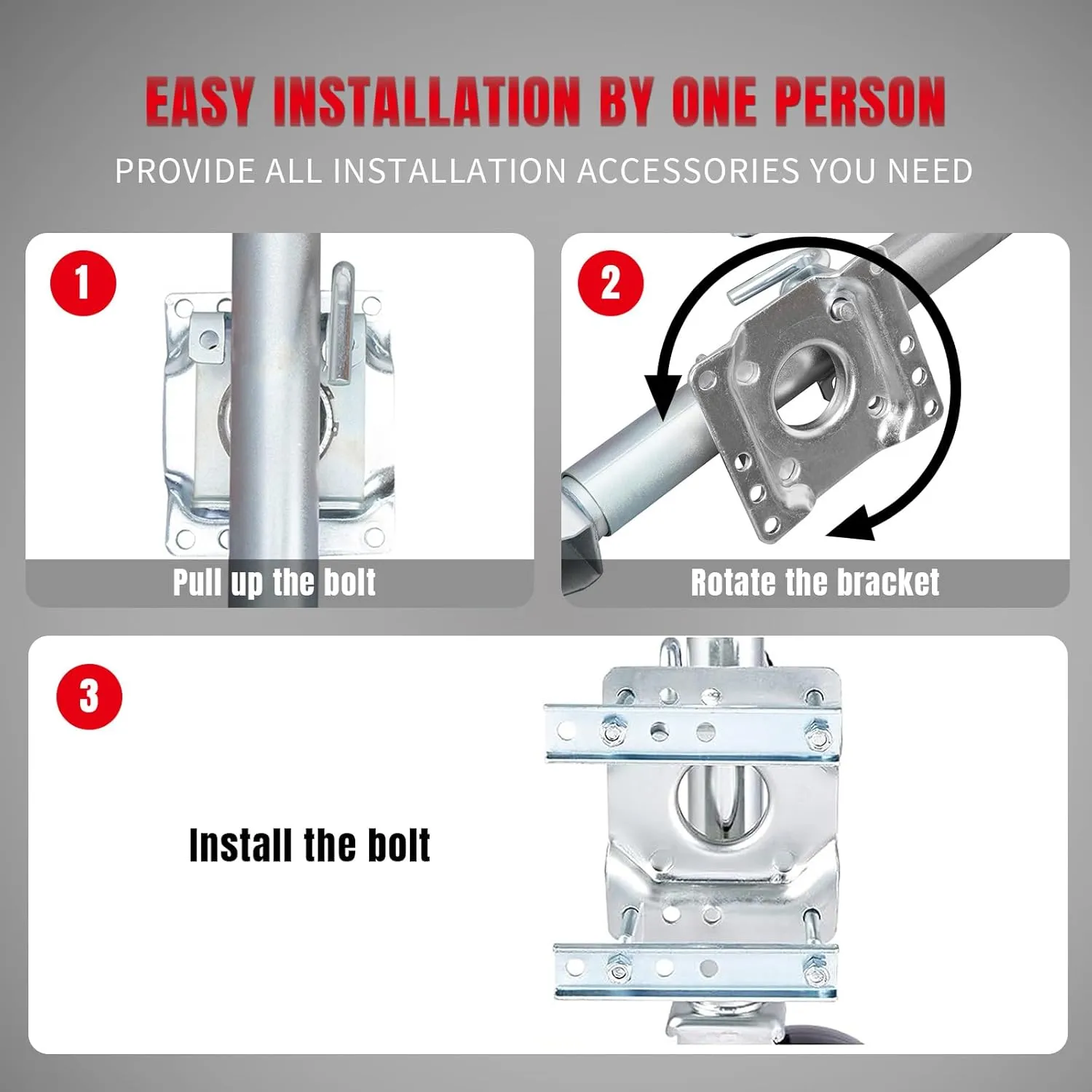 BIG RED ATR39001R-1 Torin Boat Trailer Jack with Single Wheel (6 Inch): Swing-Back Bolt-On Heavy Duty Swivel Tongue Trailer Jack, 1000 Lbs. Capacity